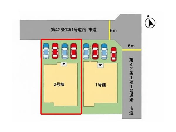 大在北3丁目2期2号棟の区画図|※図面と現況が異なる場合は現況を優先させていただきます。