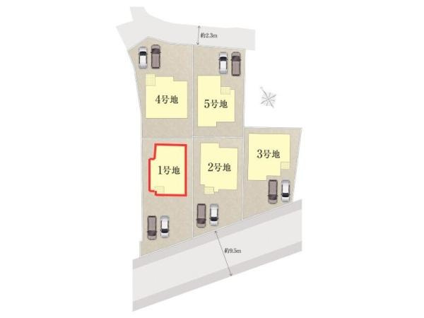 タマタウン鶴崎駅北　1号地の区画図|※図面と現況が異なる場合は現況を優先させていただきます。