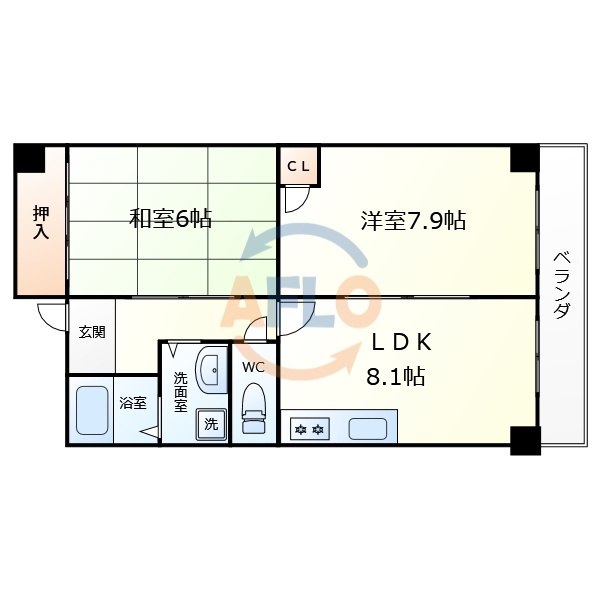 サンディグノ帝塚山　東粉浜小学校区の間取り|サンディグノ帝塚山　間取り