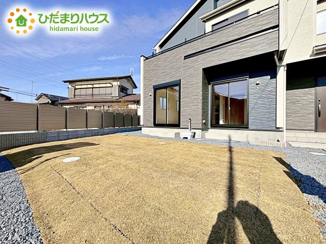 【庭】 | 水戸市姫子1丁目　新築戸建 | ウッドデッキを置いてお子様と遊びながら、BBQしたりなんて夢が現実に！！(⌒∇⌒)