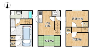 【間取り】 | 北野田　中古戸建 | 南北二振り分けられ風通しの良い3DKの間取りです♪