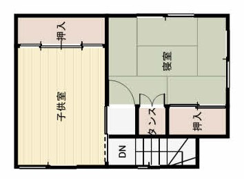 北見市南町1　中古住宅の間取り|2階間取り　洋室6帖ｘ1室+和室6帖Ｘ1室です。　収納多いです。
