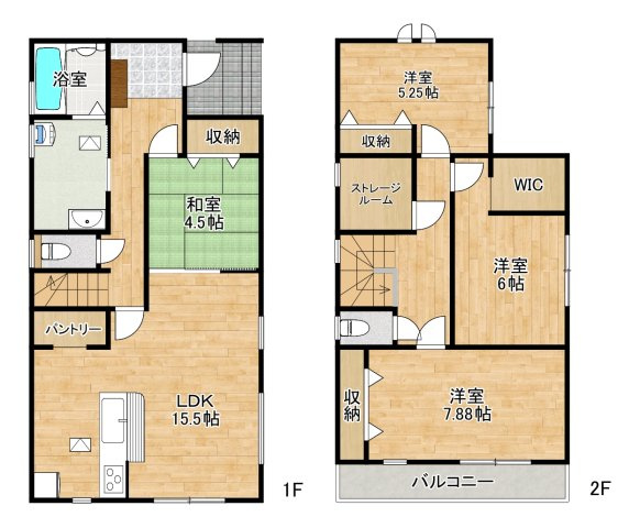 利府町加瀬Ⅱ　全2棟の完成予想図