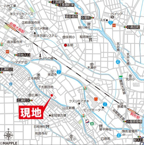 【中古】前橋市下大島町　２LDKの地図
