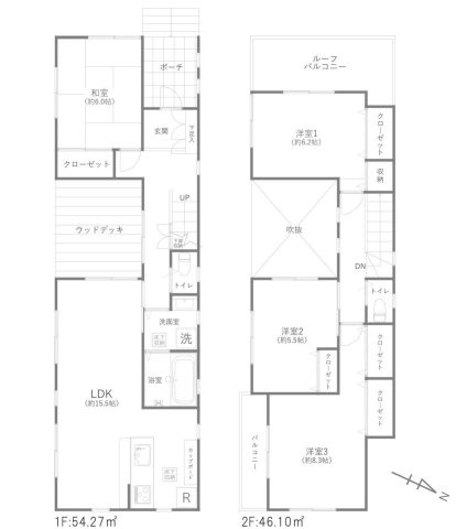 東大和市中央４丁目の中古一戸建の間取り