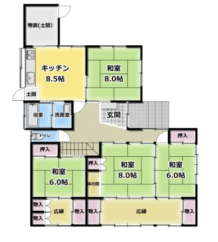 川西町上小松　二階建て中古住宅