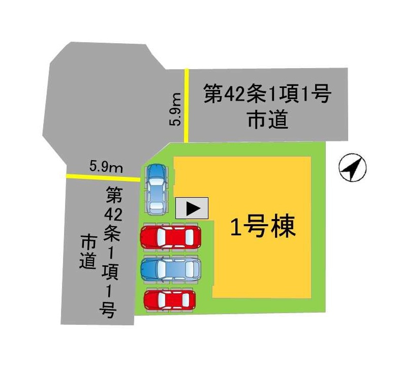 大野城市若草2丁目第2-1棟（1号棟）の区画図|配置図
