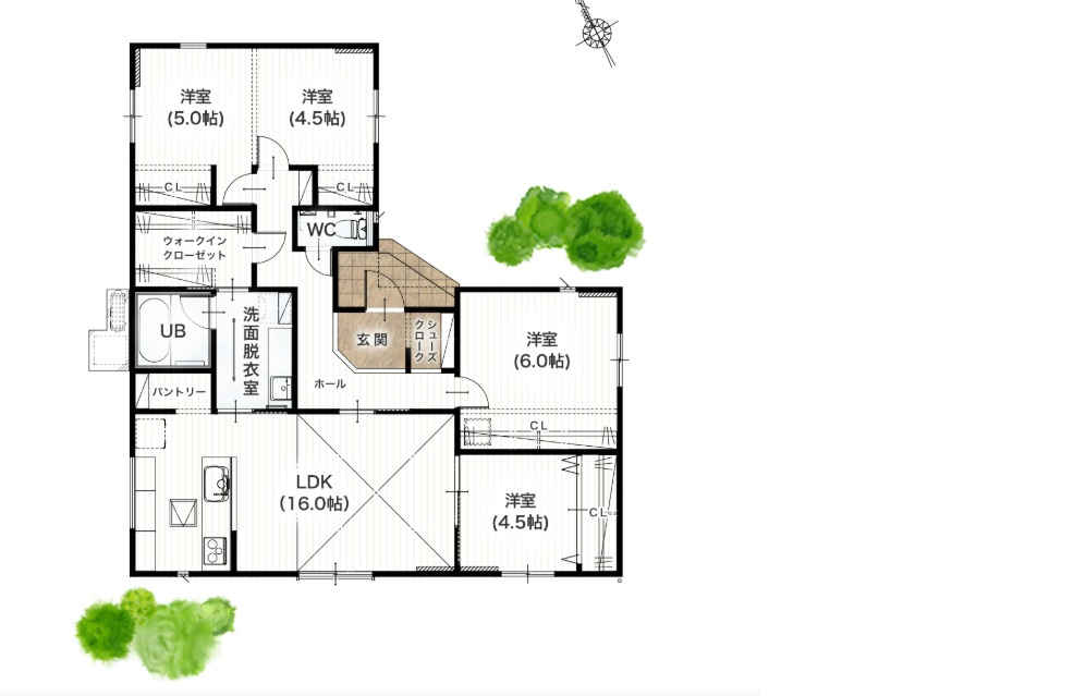 八代市松崎町新築平屋C号地の間取り