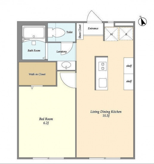 フェリース村松　アイランドキッチン　ウォークインクロゼット　リノベーションの間取り
