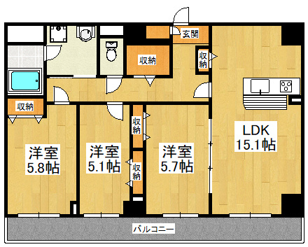 船橋市印内町の賃貸マンションの間取り