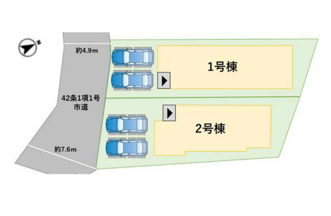 【区画図】 | 大野城市中1丁目4期　2号棟（全2棟）【仲介手数料無料・0円】 | 区画図です。2号棟