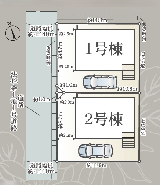 静岡市葵区羽鳥第１１　新築戸建　全２棟　2号棟の区画図