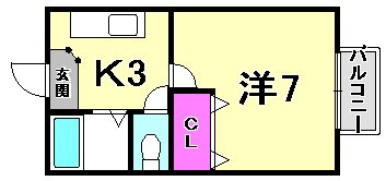 西宮市上大市２丁目のアパートの間取り