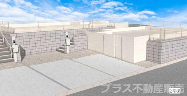 【外観】 | 大野城市中1丁目3期　2号棟（全3棟）【仲介手数料無料・0円】 | 外構イメージの外観パースです。