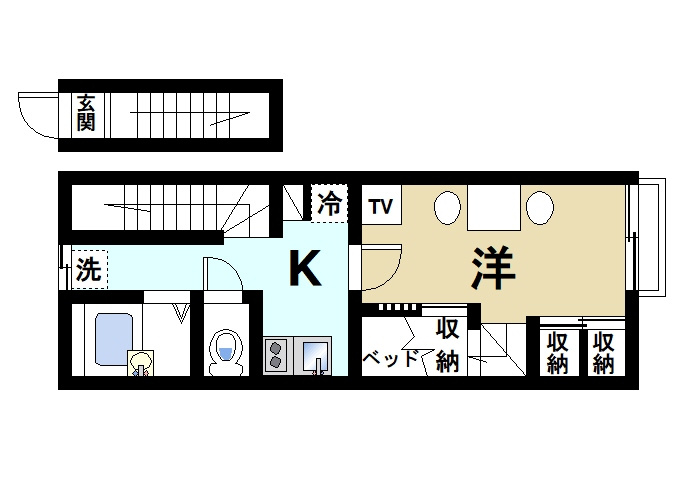 レオパレス寧楽の間取り|シンプルで使いやすい間取りです