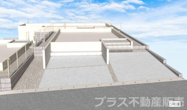 【外観】 | 大野城市中1丁目3期　3号棟（全3棟）【仲介手数料無料・0円】 | 外構イメージの外観パースです。