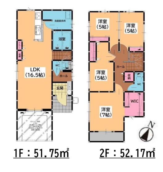 【間取り】 | 大野城市中1丁目3期　3号棟（全3棟）【仲介手数料無料・0円】 | 平日、土日祝日もお好きな日時にご見学可能です。お気軽にお問合せ下さい。