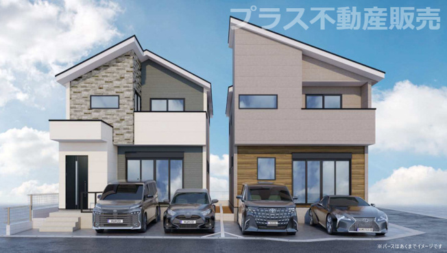 【外観】 | 福岡市博多区諸岡3丁目2期　1号棟（全2棟）【仲介手数料無料・0円】 | 完成イメージの外観パースです。