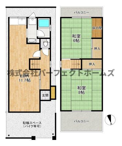 高野道1丁目戸建　賃貸の間取り