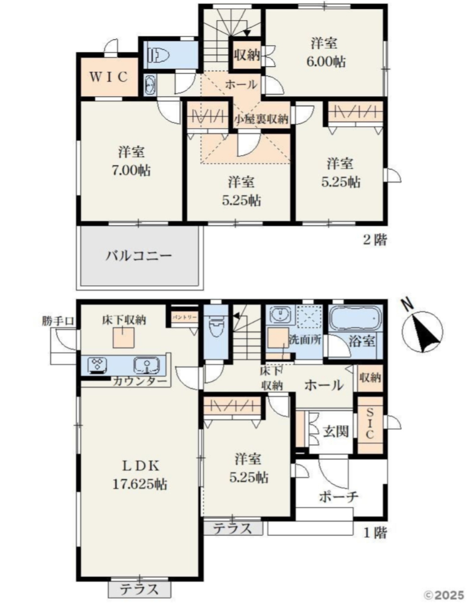 横浜市青葉区鉄町　新築戸建【仲介手数料無料】カースペース2台の間取り