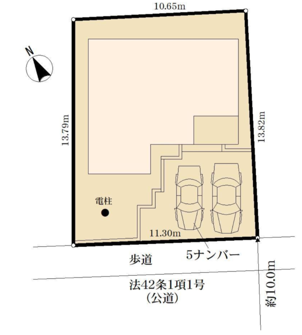 横浜市青葉区鉄町　新築戸建【仲介手数料無料】カースペース2台の区画図