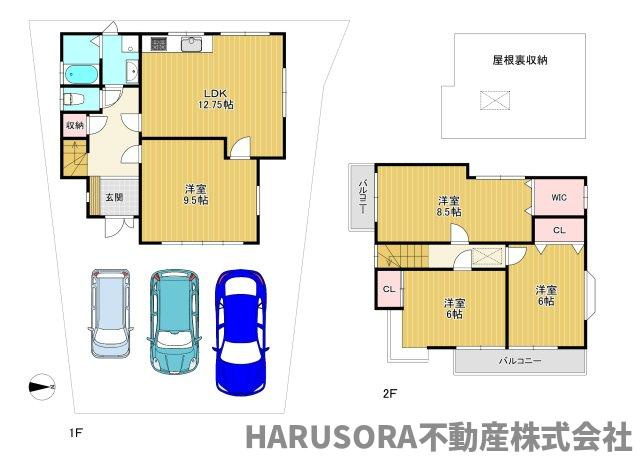 交野市妙見坂２丁目　２階建の間取り