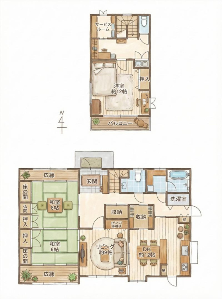 小郡市小郡　戸建ての間取り