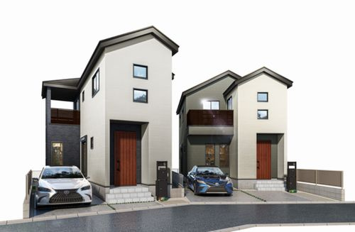 【外観パース】 | 【仲介手数料０円】平塚市夕陽ヶ丘第1期　新築一戸建て　2号棟　全2棟 | 【仲介手数料０円】平塚市夕陽ヶ丘第1期　新築一戸建て　全2棟