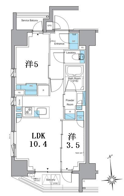 LEFOND PROGRES上野稲荷町の間取り|反転タイプ