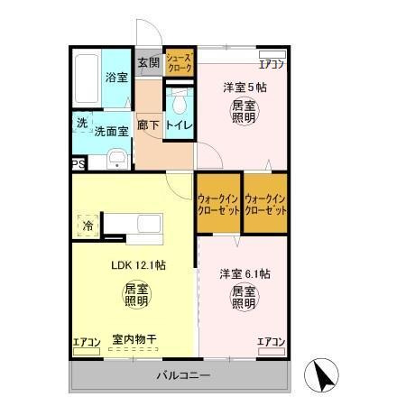 ラ・ペジブル Bの間取り