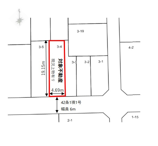 淀川区西中島　新築戸建用土地の区画図