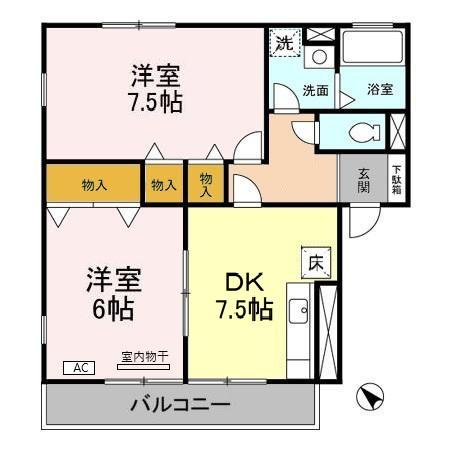 コゥジィーコートの間取り