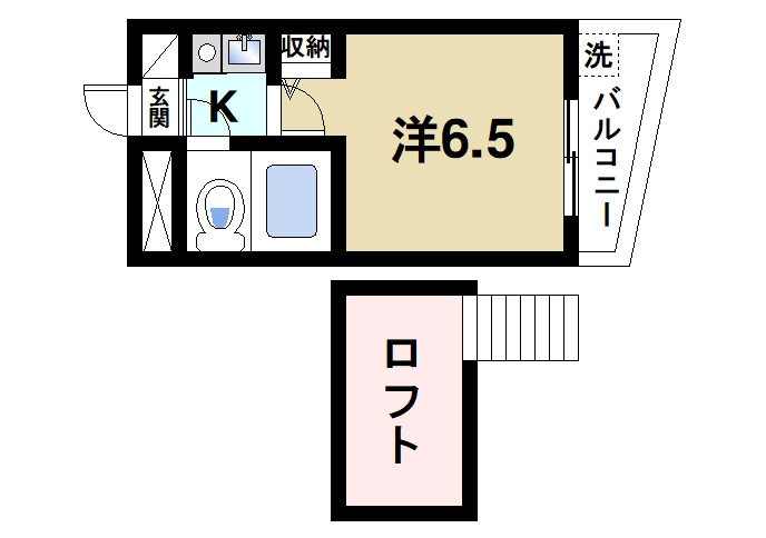 シティパレス郡山Ｐ１Ｂの間取り|便利なロフトがあります