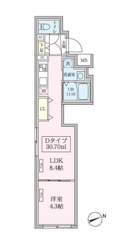 スカイコートリュクス品川大崎の間取り