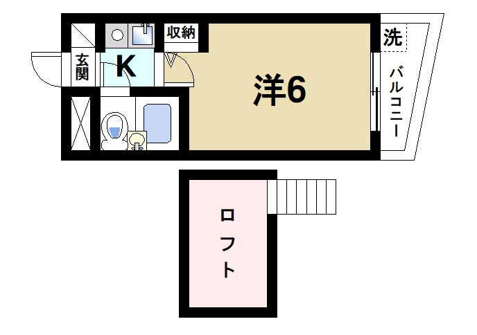 シティパレス郡山Ｐ１Ｂの間取り|便利なロフト付きで快適な間取りです