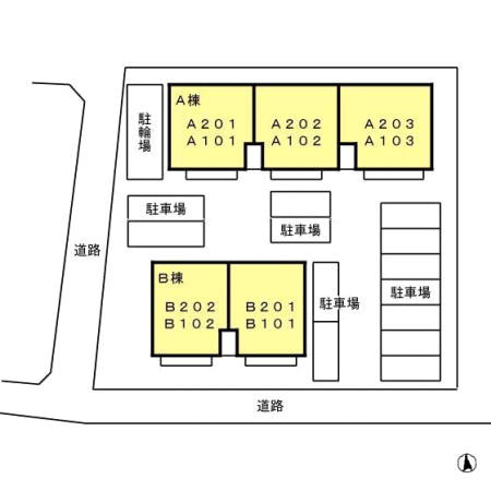 熊本市北区飛田４丁目のアパートの区画図
