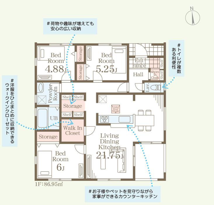 石岡市府中第1　新築戸建　3号棟の間取り