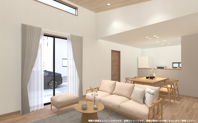 【完成予想図】 | 【LDK　イメージパース】
※画像は設計図面を基に作成したイメージです。