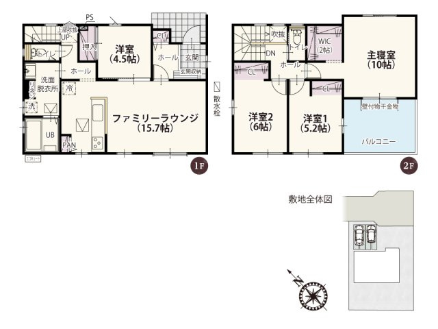 【間取り】 | 料理中でもリビングにいる家族の様子がわかるストレートタイプのLDK。1階の洋室はLDKにいながら目が届くので、お子様の遊び場やお昼寝のお部屋として利用できます♪