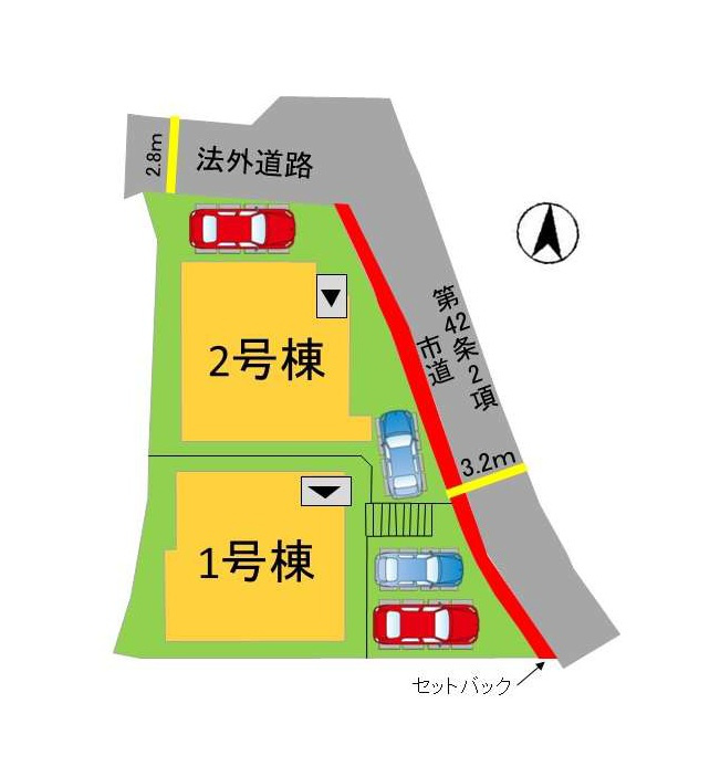 城南区神松寺1丁目第3-2棟（2号棟）の区画図|配置図