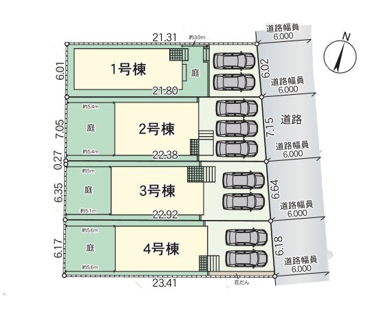 春日市一の谷1丁目第8-4棟（4号棟）の区画図|配置図（4号棟）