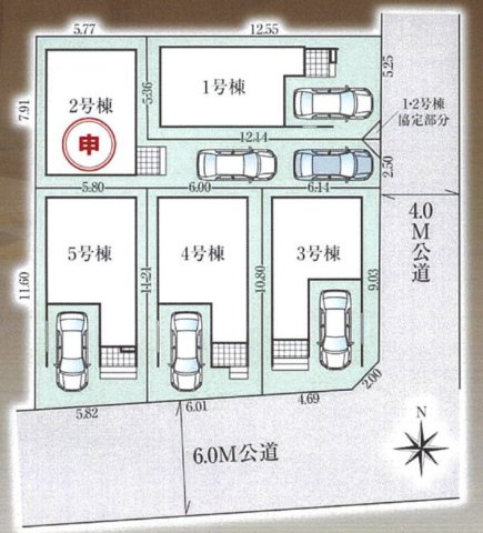 川口市本前川3期　新築一戸建て　5号棟の区画図|５号棟