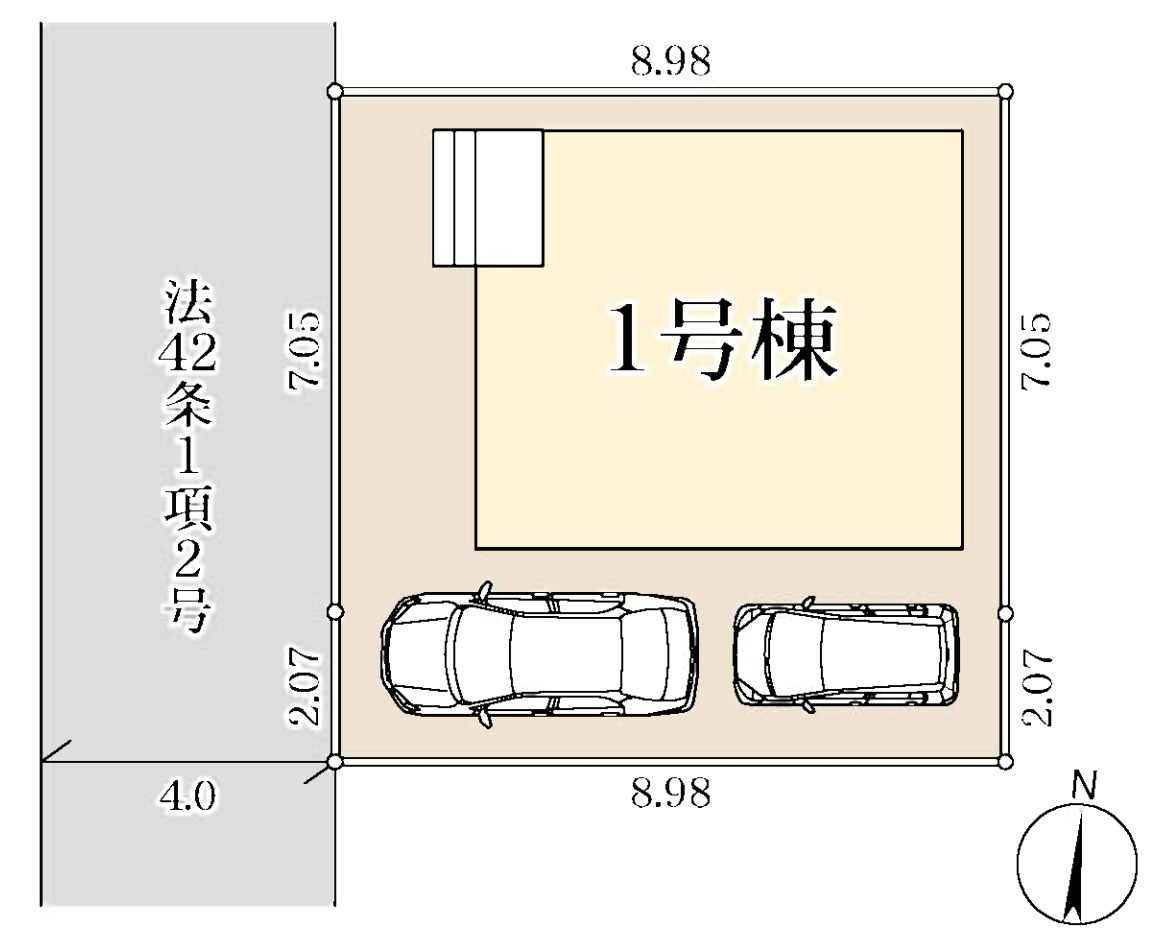  川口市本前川　新築一戸建て　1号棟の区画図|１号棟