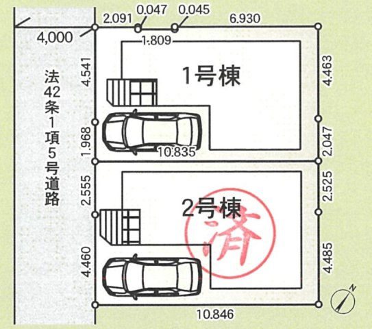 川口市柳崎　第９　1号棟の区画図|１号棟