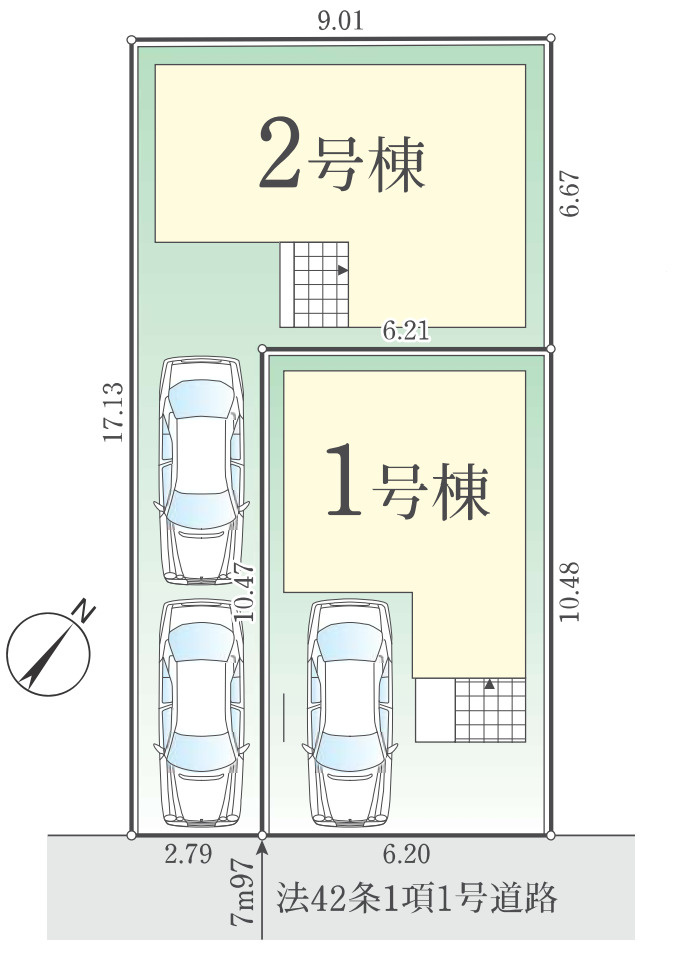 川口市柳崎2期　新築一戸建て　2号棟の区画図|２号棟