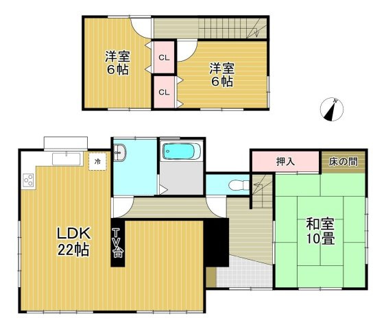 【間取り】 | 福津市星ヶ丘　戸建て | 全居室6帖以上あり広々とした3LDKです。収納も充実しているので居住スペースはスッキリと使えます
