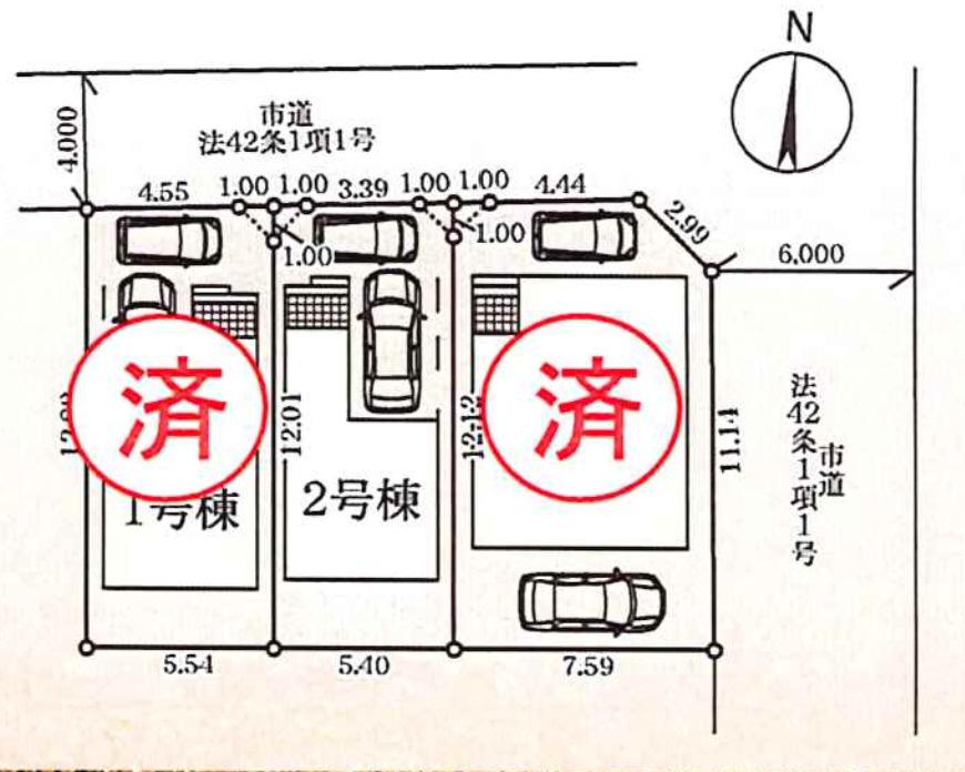川口市本蓮2丁目　新築一戸建て　2号棟の区画図|２号棟