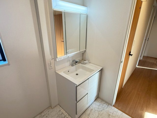 川口市芝西2期　新築一戸建て　2号棟の独立洗面台|独立洗面台、朝の身支度には欠かせません