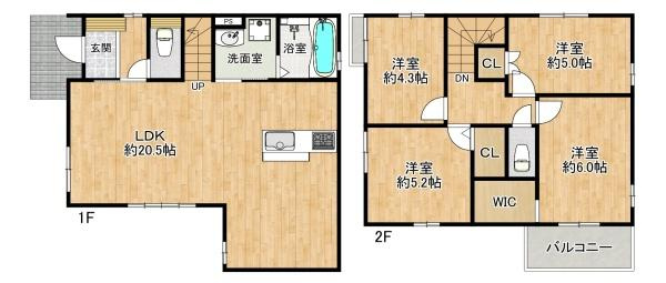 【間取り】 | 明石市朝霧山手町　2号棟　新築戸建