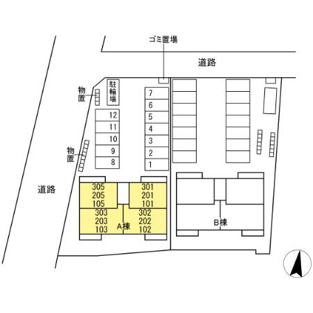 トリシア東和田　W（西）棟の区画図